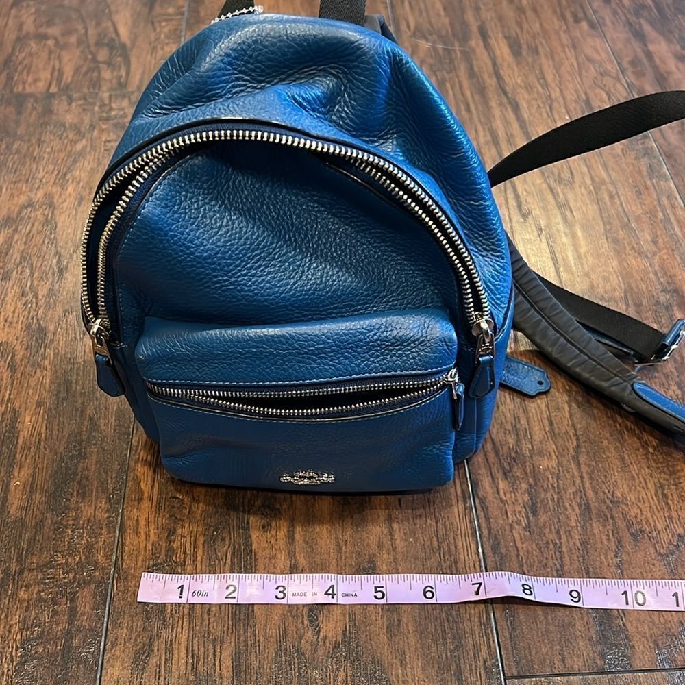 COACH Mini Charlie Backpack in Pebble Leather blue color used in GUC - Picture 10 of 11